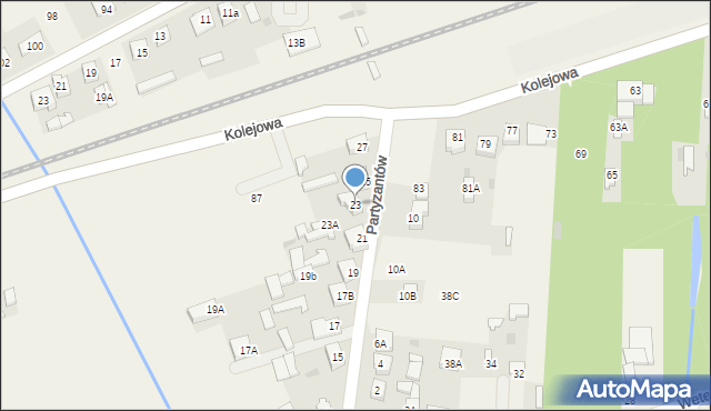 Kotuń, Partyzantów, 23, mapa Kotuń