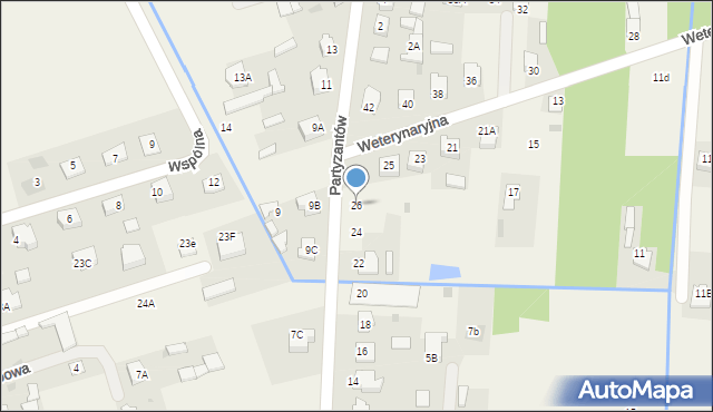 Kotuń, Partyzantów, 26, mapa Kotuń