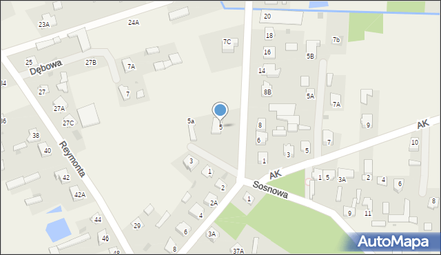 Kotuń, Partyzantów, 5, mapa Kotuń