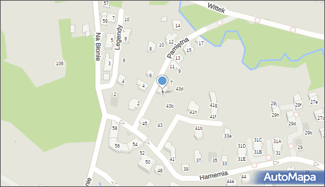 Kraków, Pamiętna, 5, mapa Krakowa