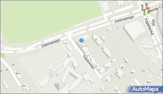 Kraków, Pawlickiego Stefana, ks., 2, mapa Krakowa