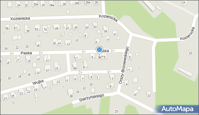 Kraków, Paska Jana Chryzostoma, 3a, mapa Krakowa