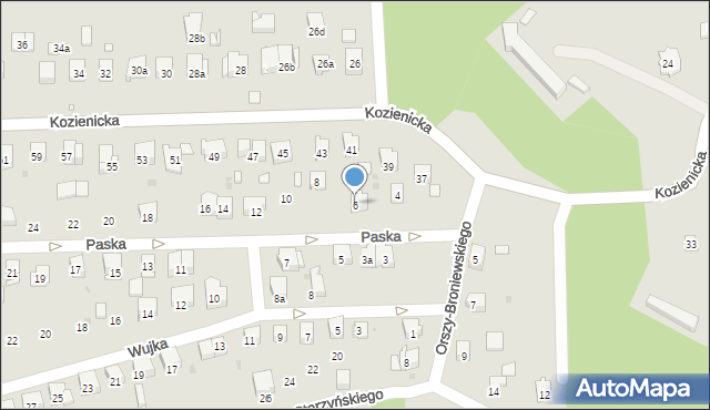 Kraków, Paska Jana Chryzostoma, 6, mapa Krakowa