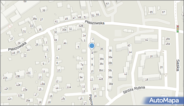 Kraków, Paproci, 4, mapa Krakowa