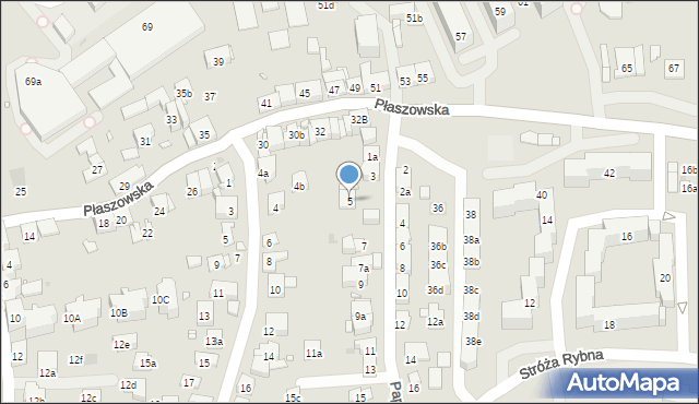 Kraków, Paproci, 5, mapa Krakowa