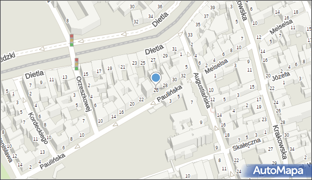 Kraków, Paulińska, 26, mapa Krakowa
