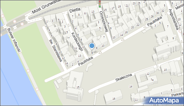 Kraków, Paulińska, 6, mapa Krakowa