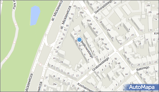 Kraków, Pawlikowskiego Tadeusza, 10, mapa Krakowa