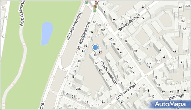 Kraków, Pawlikowskiego Tadeusza, 14, mapa Krakowa
