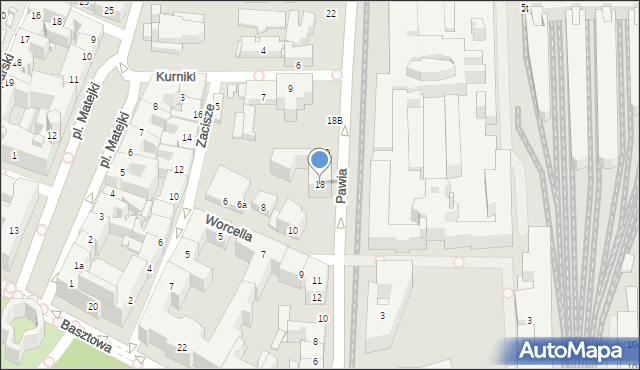 Kraków, Pawia, 18, mapa Krakowa