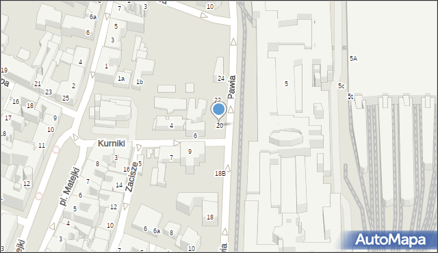 Kraków, Pawia, 20, mapa Krakowa