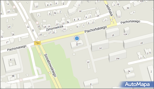 Kraków, Pachońskiego Henryka, 12, mapa Krakowa