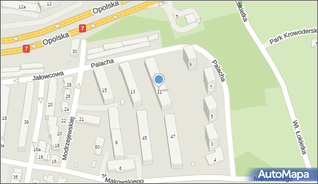 Kraków, Palacha Jana, 11, mapa Krakowa