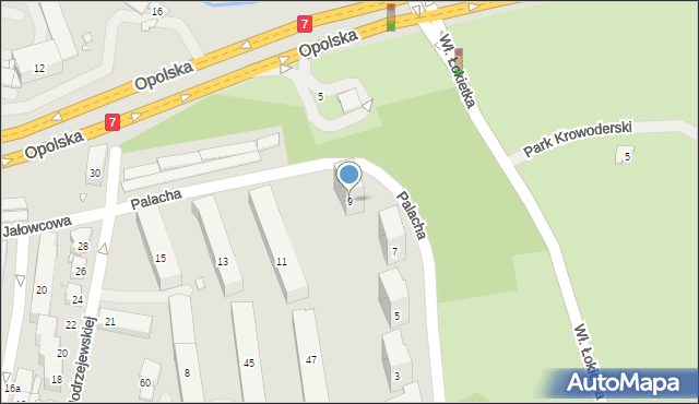 Kraków, Palacha Jana, 9, mapa Krakowa