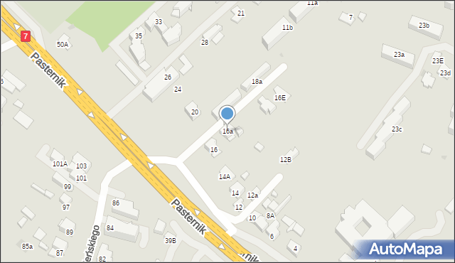 Kraków, Pasternik, 16a, mapa Krakowa
