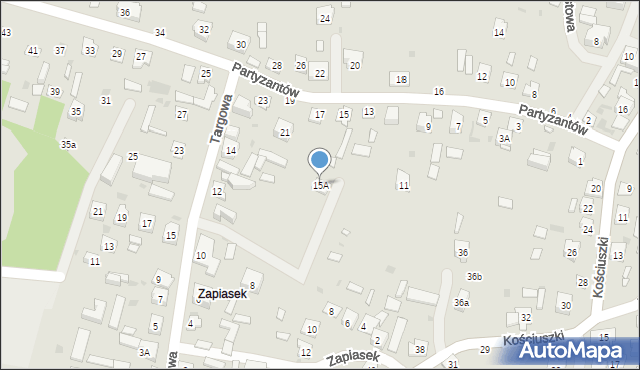 Krasnobród, Partyzantów, 15A, mapa Krasnobród