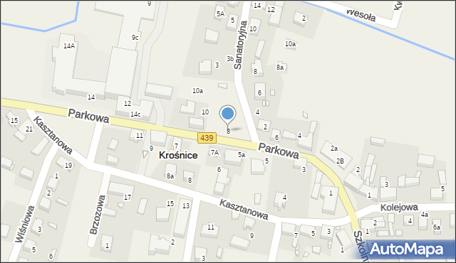 Krośnice, Parkowa, 8, mapa Krośnice