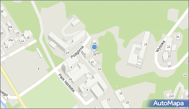 Krynica-Zdrój, Park Nitribitta Romana, 14, mapa Krynica-Zdrój