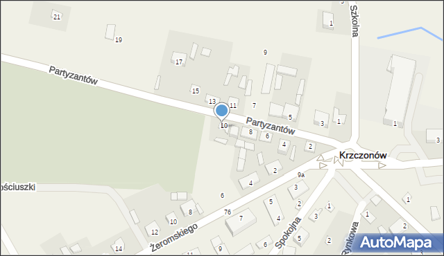 Krzczonów, Partyzantów, 10a, mapa Krzczonów