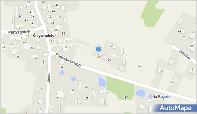Krzywopłoty, Paderewskiego Stanisława, por., 28, mapa Krzywopłoty