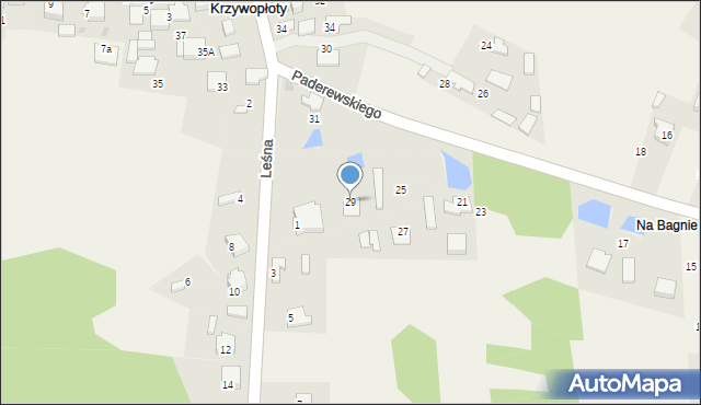 Krzywopłoty, Paderewskiego Stanisława, por., 29, mapa Krzywopłoty