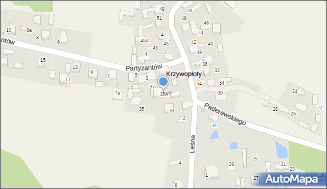 Krzywopłoty, Paderewskiego Stanisława, por., 35A, mapa Krzywopłoty
