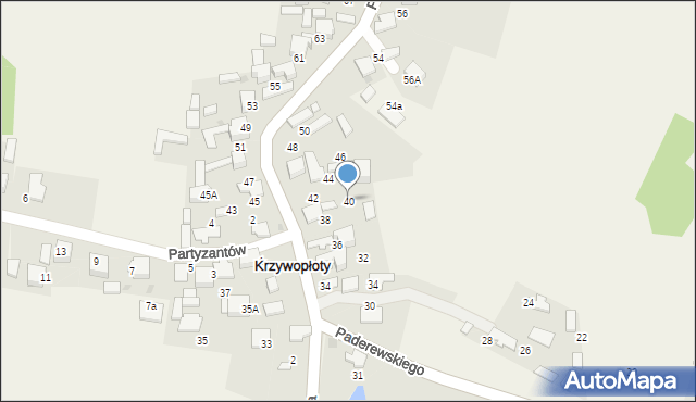 Krzywopłoty, Paderewskiego Stanisława, por., 40, mapa Krzywopłoty