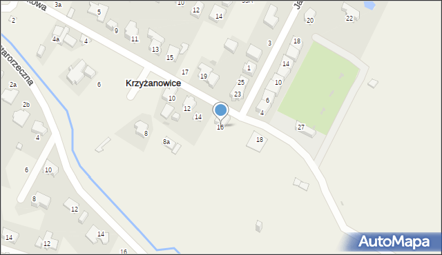 Krzyżanowice, Parkowa, 16, mapa Krzyżanowice