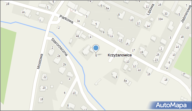 Krzyżanowice, Parkowa, 6, mapa Krzyżanowice