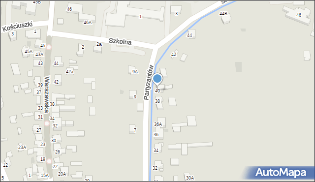 Kunów, Partyzantów, 40, mapa Kunów