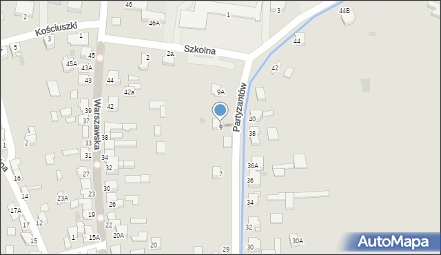 Kunów, Partyzantów, 9, mapa Kunów