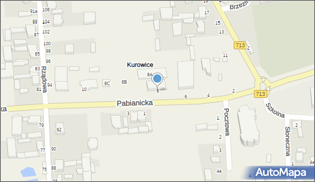 Kurowice, Pabianicka, 8, mapa Kurowice
