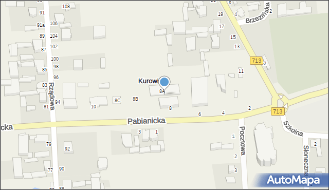 Kurowice, Pabianicka, 8a, mapa Kurowice