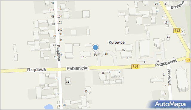 Kurowice, Pabianicka, 8c, mapa Kurowice