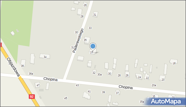 Kutno, Paderewskiego Ignacego Jana, 37A, mapa Kutno