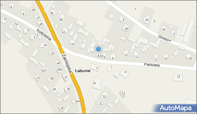 Łabunie, Parkowa, 5, mapa Łabunie