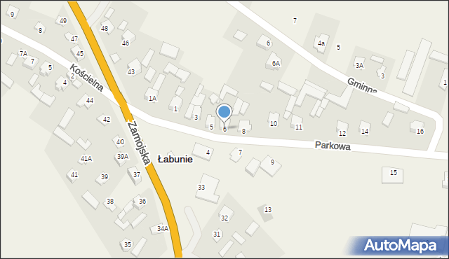 Łabunie, Parkowa, 6, mapa Łabunie