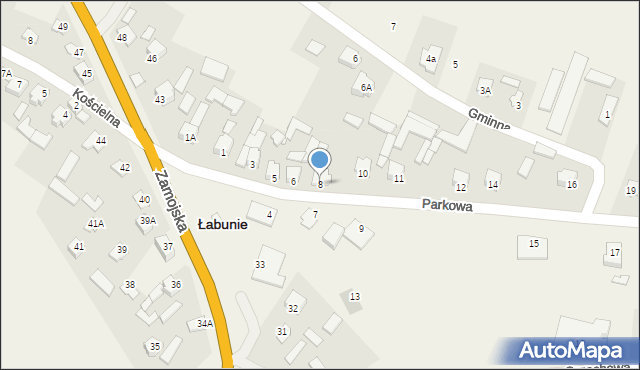 Łabunie, Parkowa, 8, mapa Łabunie