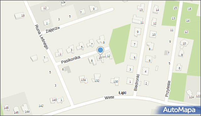 Łąki, Pasikonika, 10, mapa Łąki