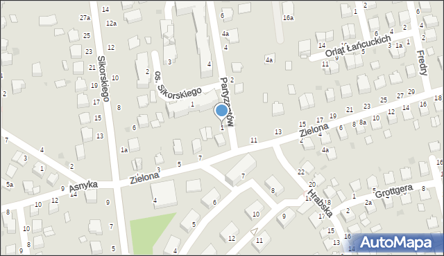 Łańcut, Partyzantów, 1, mapa Łańcut