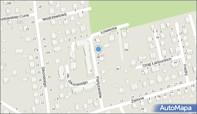 Łańcut, Partyzantów, 4a, mapa Łańcut