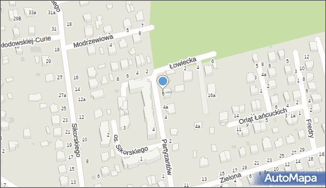 Łańcut, Partyzantów, 6, mapa Łańcut