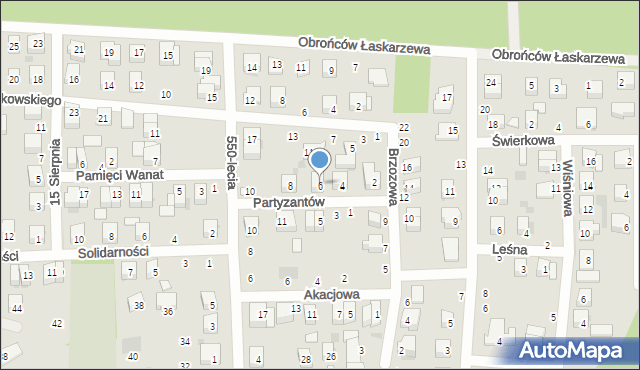 Łaskarzew, Partyzantów, 6, mapa Łaskarzew