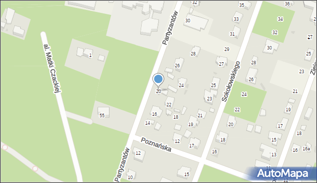 Laski, Partyzantów, 20, mapa Laski