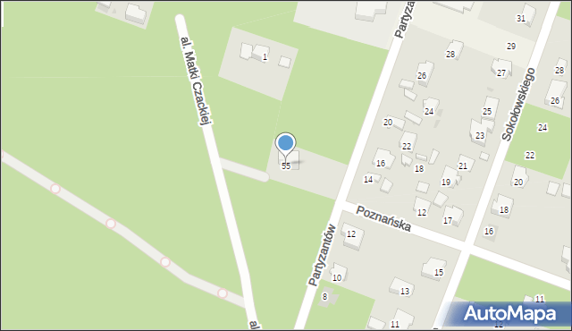 Laski, Partyzantów, 55, mapa Laski