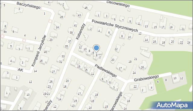 Latchorzew, Padlewskiego Zygmunta, gen., 4, mapa Latchorzew