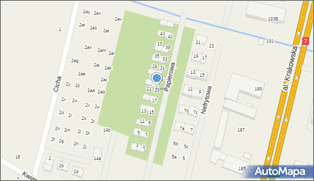 Łazy, Papierowa, 23, mapa Łazy