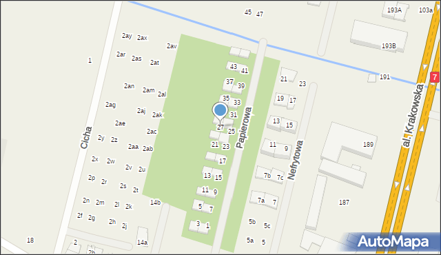 Łazy, Papierowa, 27, mapa Łazy