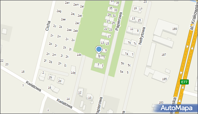 Łazy, Papierowa, 5, mapa Łazy