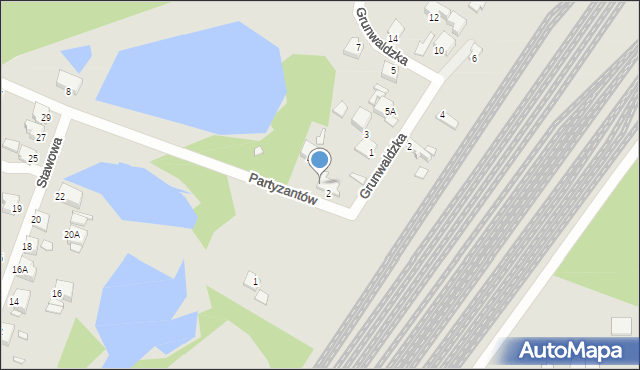 Łazy, Partyzantów, 2a, mapa Łazy